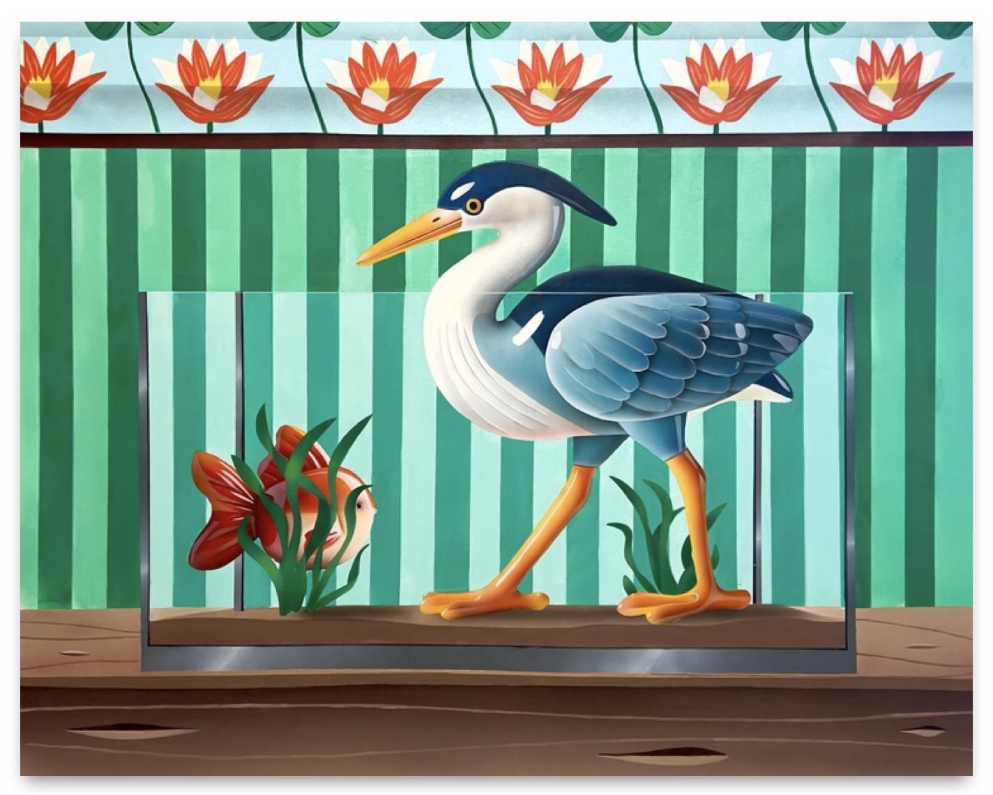 Le Héron et le Poisson Rouge