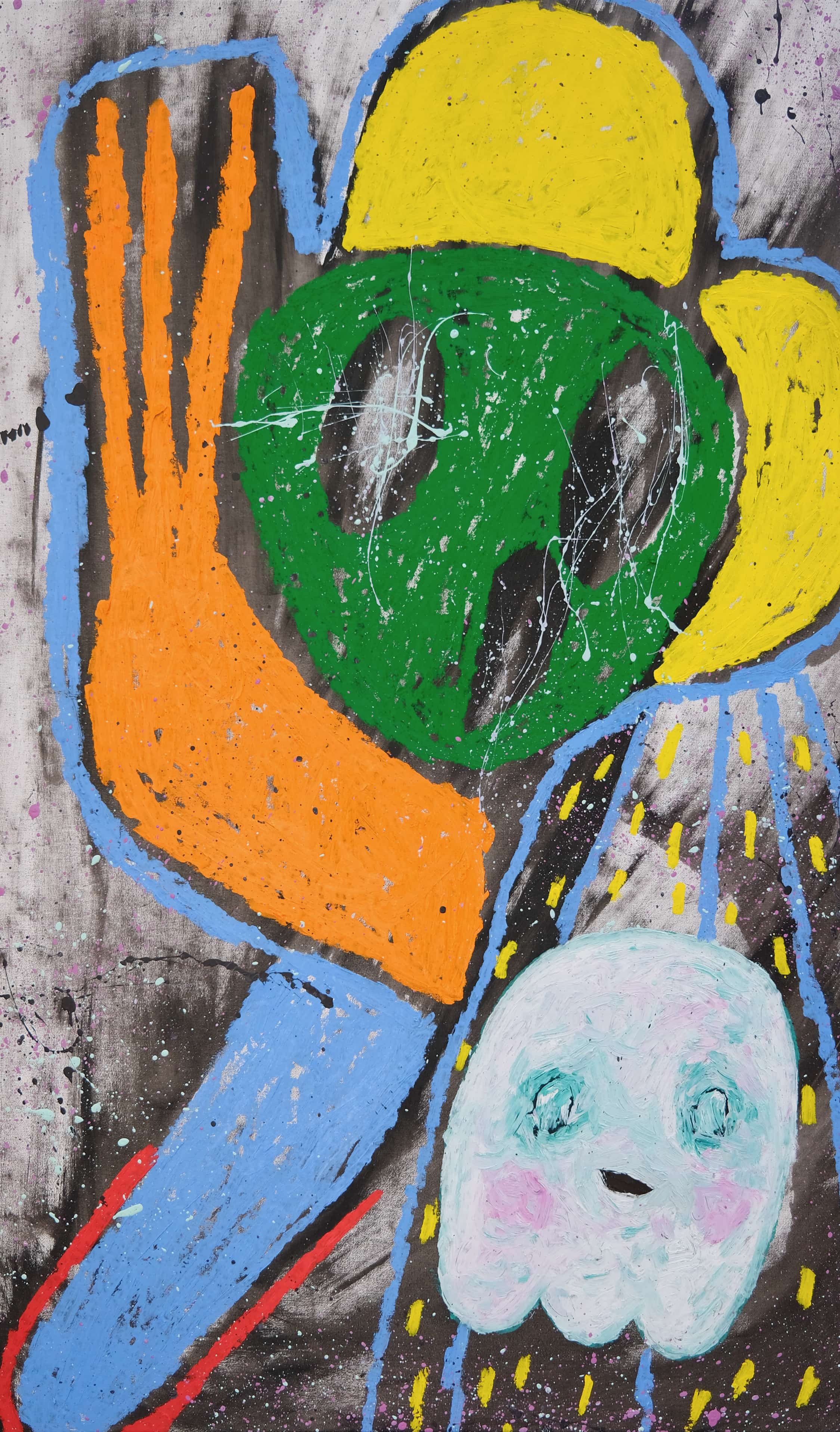 Screaming alien taking the ghost - Painting by Adam Handler