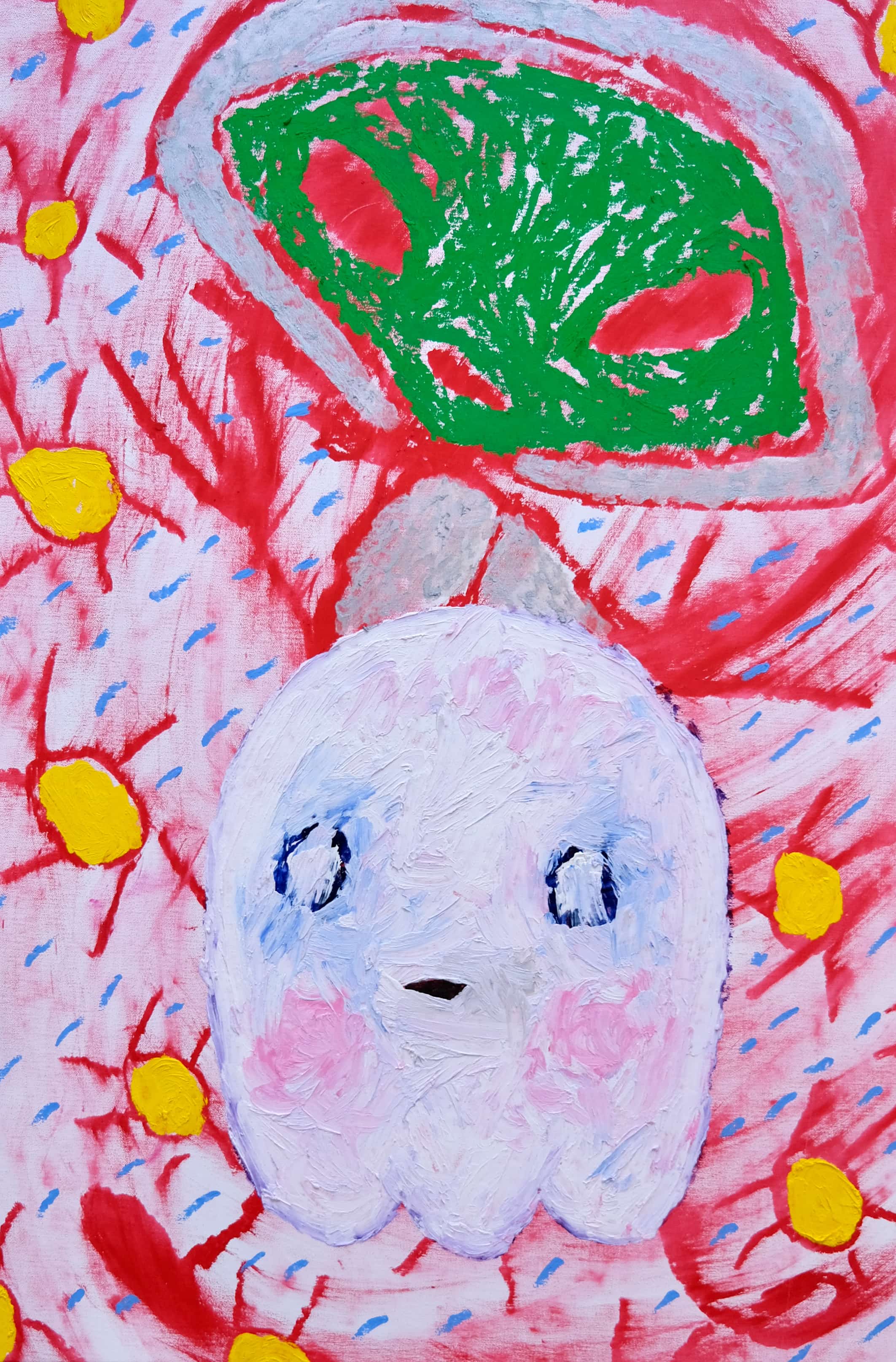 Alien and ghost chilling on a sunny dust day - Painting by Adam Handler