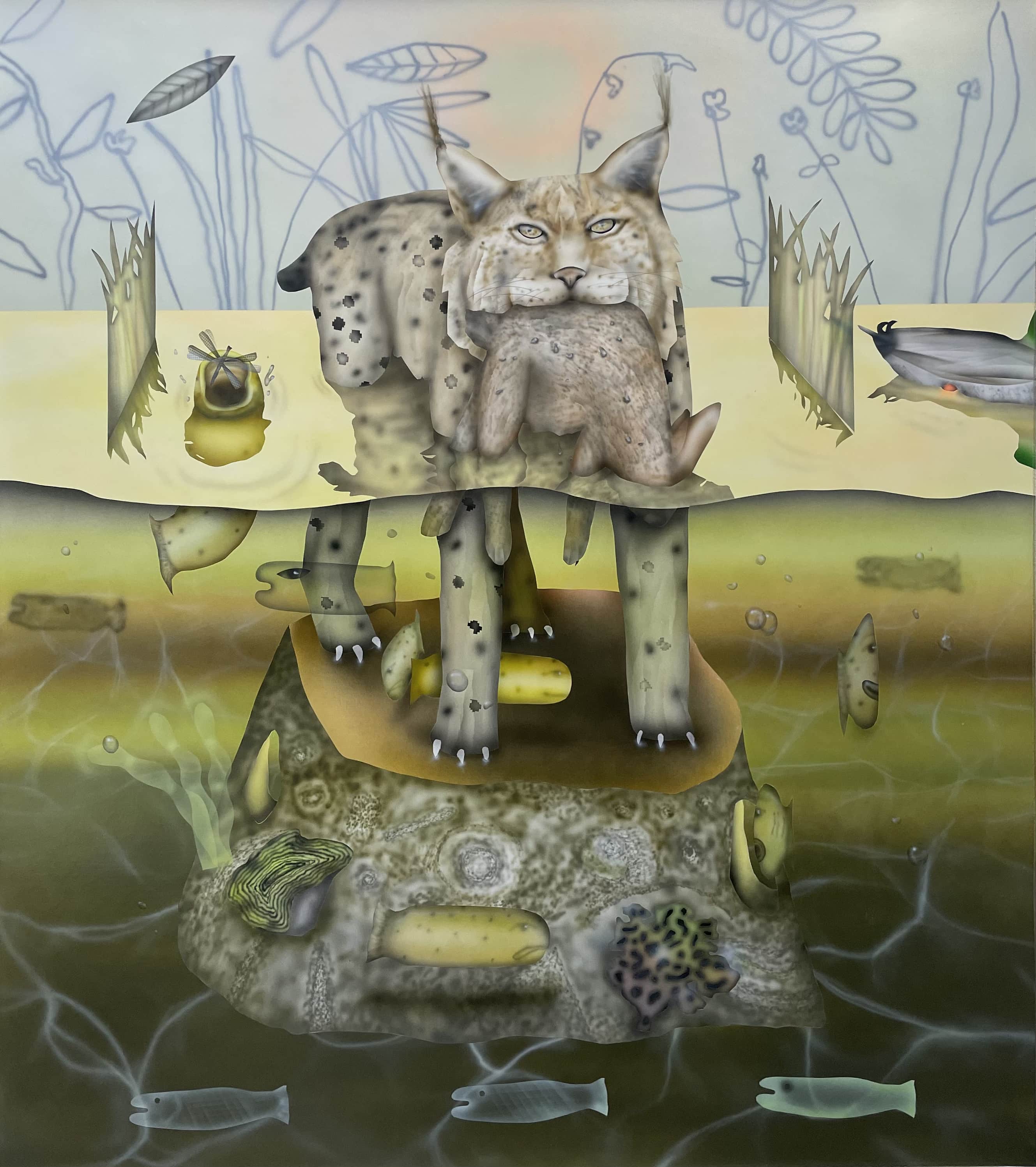 Lynx Mixed Media Painting by Matt Belk